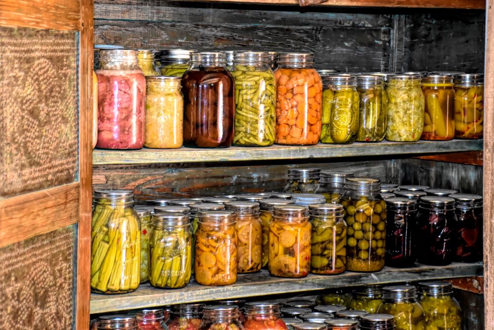 several jars of pickled veggies